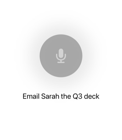 Talk to Vanta listening, transcribing 'Email Sarah the Q3 deck'